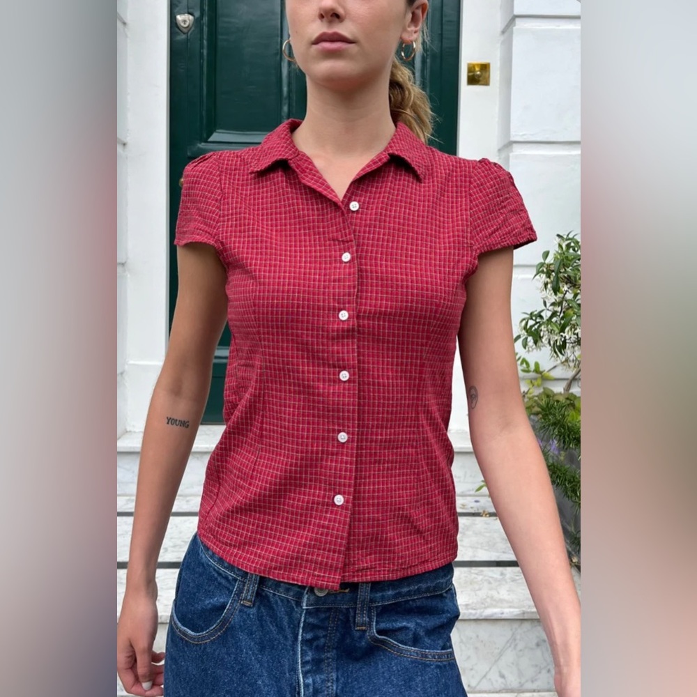 Brandy Melville Rue Red Plaid Checkered Women's Top